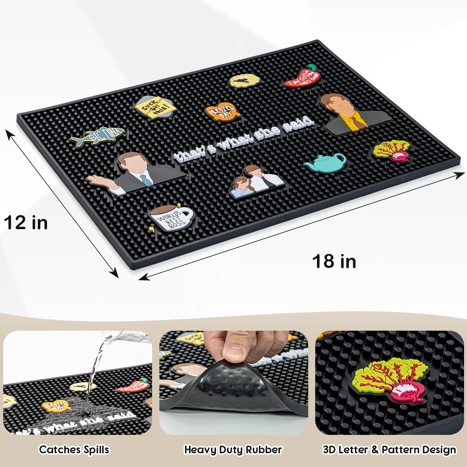 PuGez Non-slip rubber bar mat prevents slides on home bars and counters.