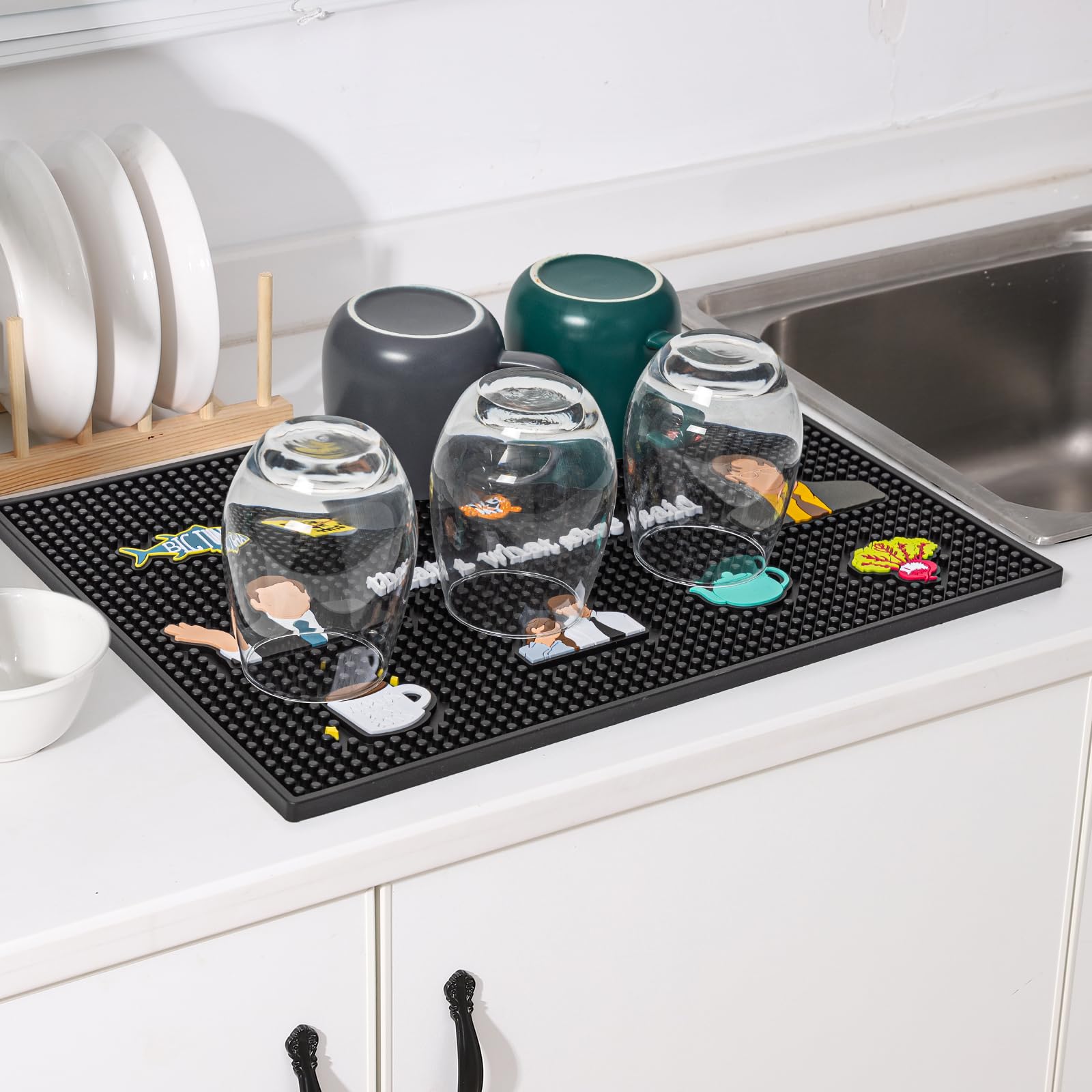 PuGez Schrute Farms pattern bar mat protects surfaces and sparks conversation.