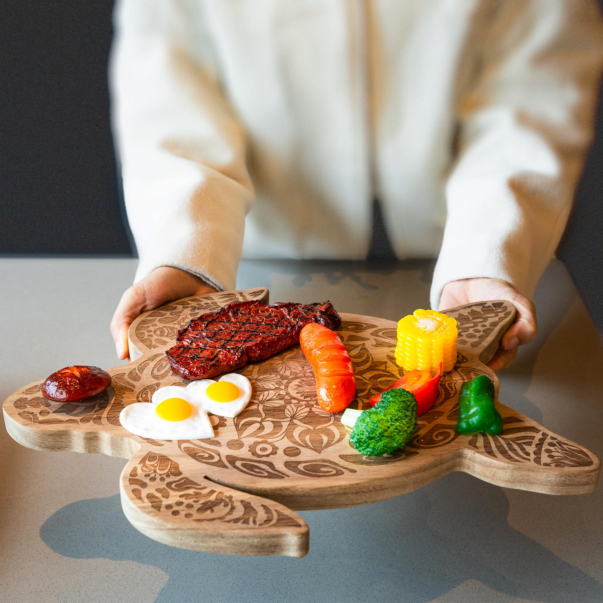 PUICIO turtle cheese bread board ready for entertaining at gatherings