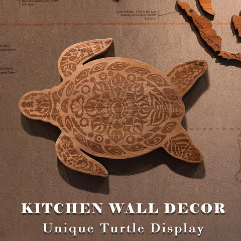 PUICIO mandala engraving on turtle board enhances kitchen decor and mindfulness