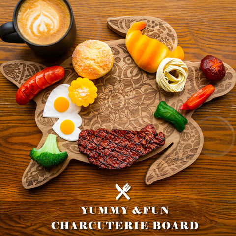 PUICIO turtle-shaped board with mandala engraving adds decorative charm to parties