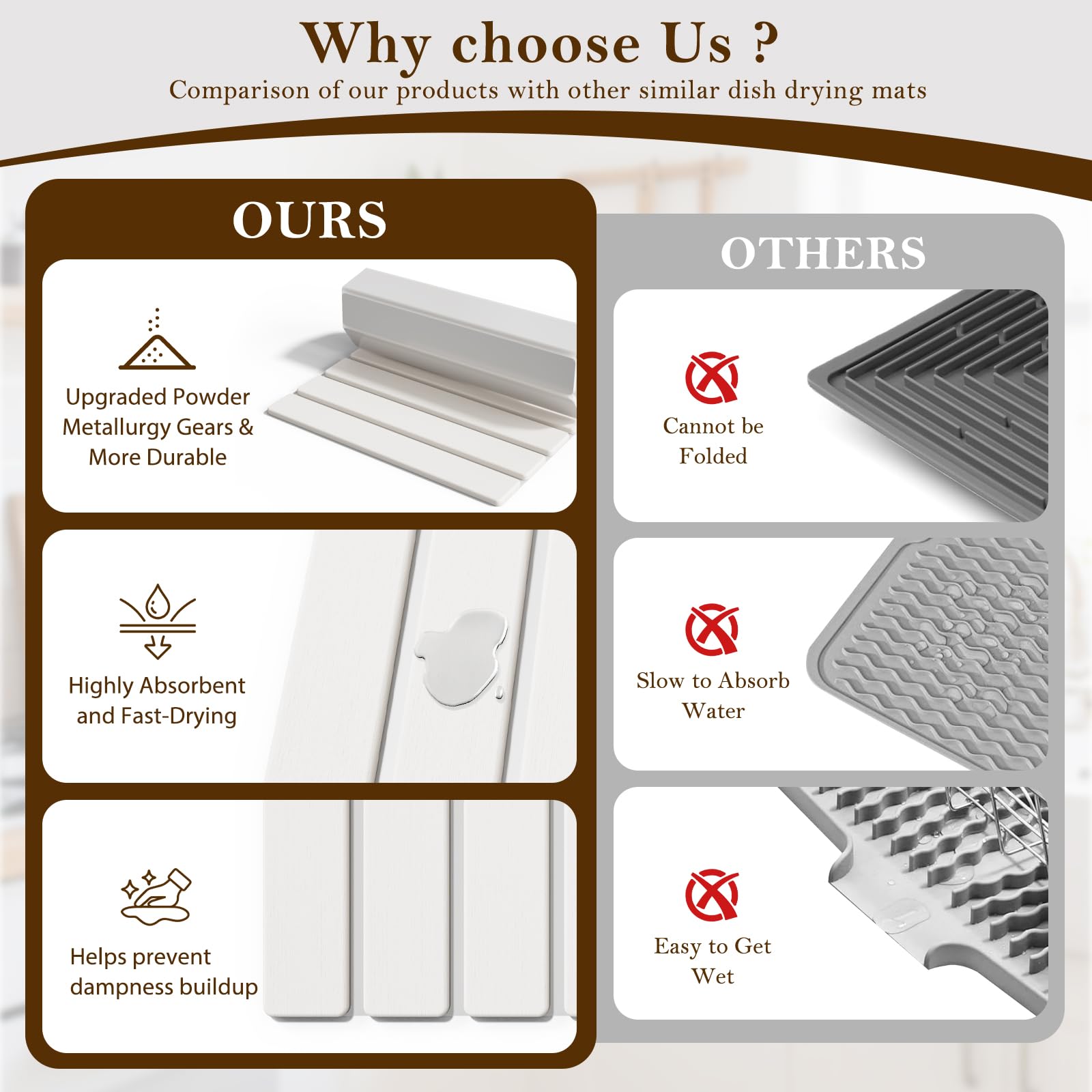 Pukaock mat anti-slip base keeps it stable during drying.