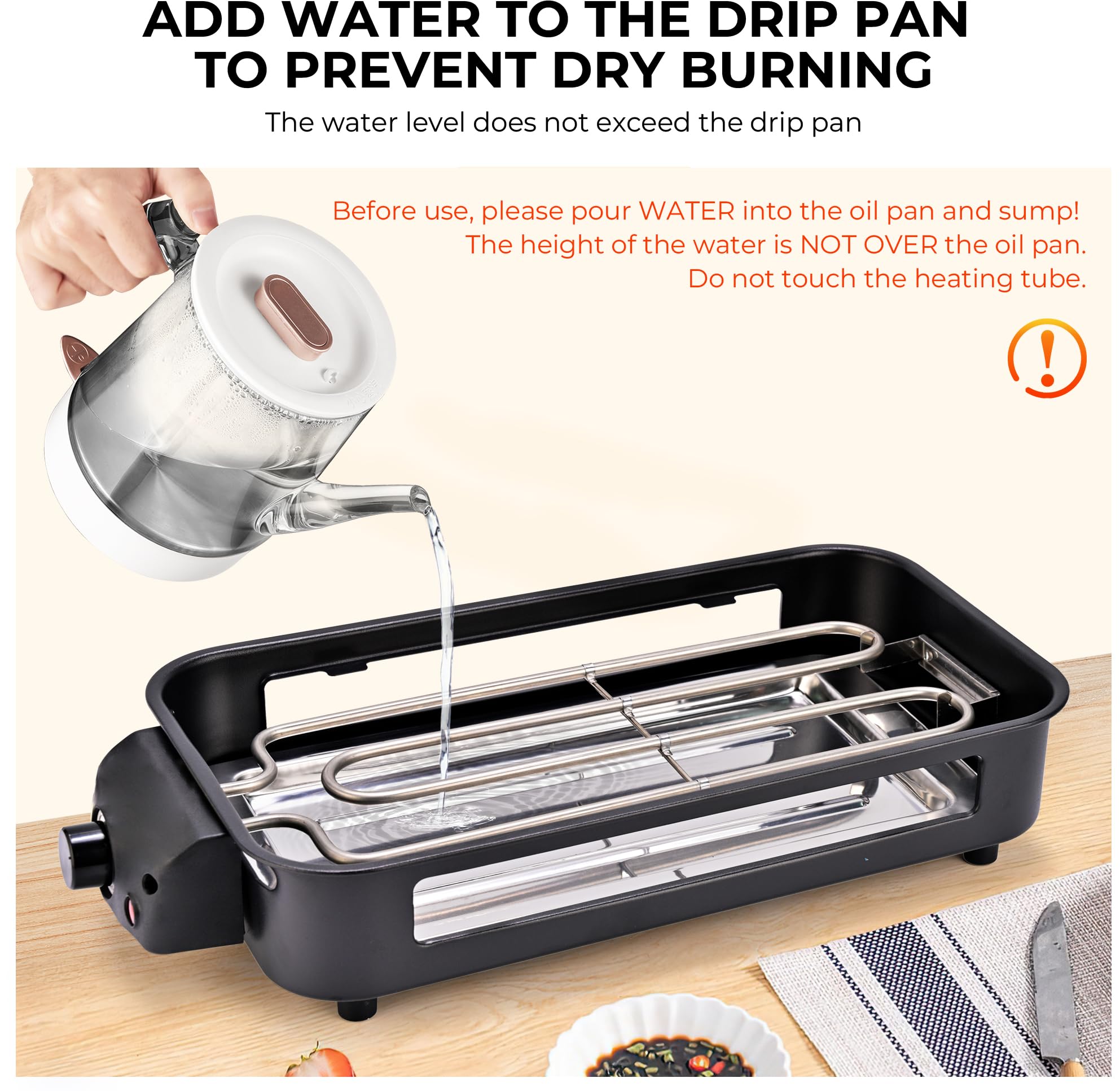 Pukomc 2-in-1 grill top view shows versatile cooking options.
