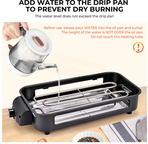 Pukomc 2-in-1 grill top view shows versatile cooking options.