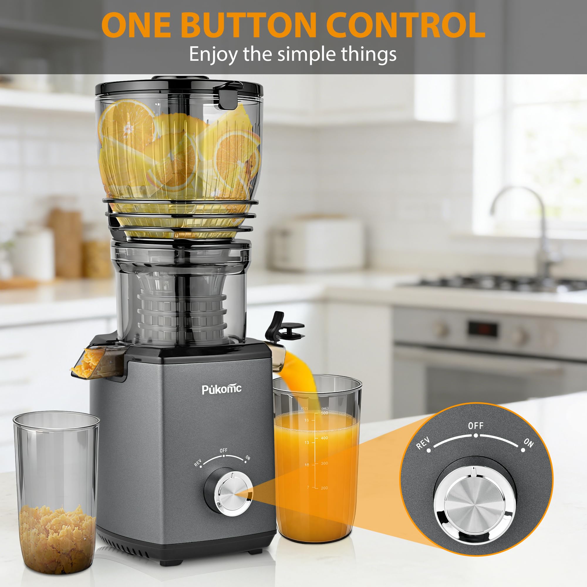 Pukomc assembled on kitchen counter suggests ready-to-use setup.