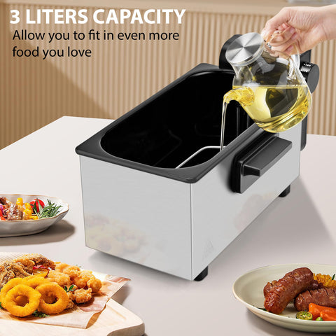Pukomc Deep Fryer cool-touch handles; safer grip when lifting hot baskets.