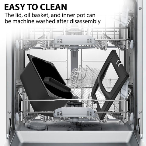 Pukomc Deep Fryer dishwasher-safe parts; effortless cleaning after busy frying sessions.
