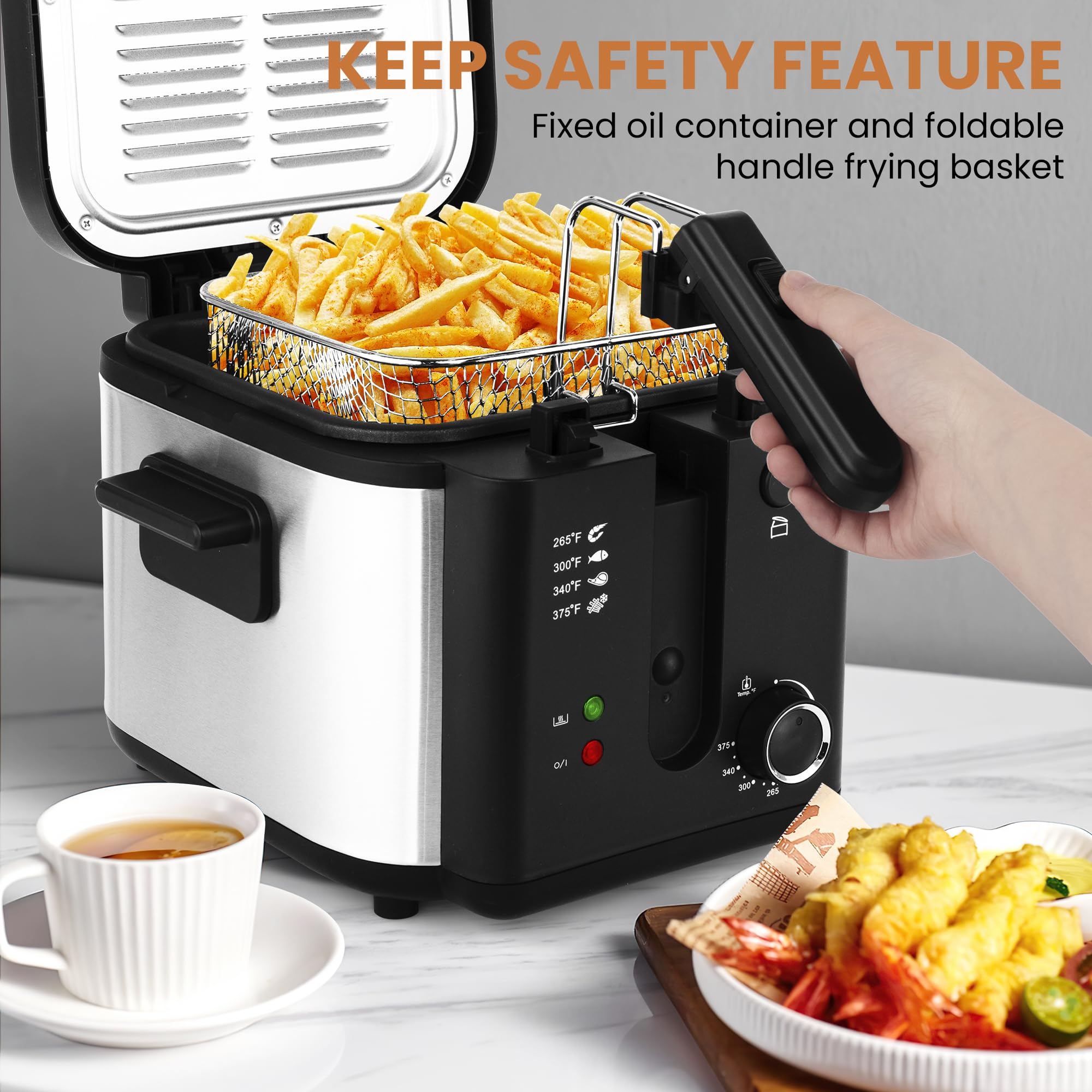 Pukomc dishwasher safe parts simplify cleanup after frying.