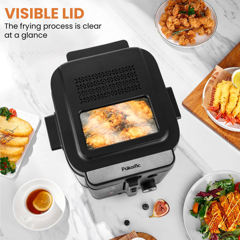Pukomc deep fryer lid with window monitors browning.