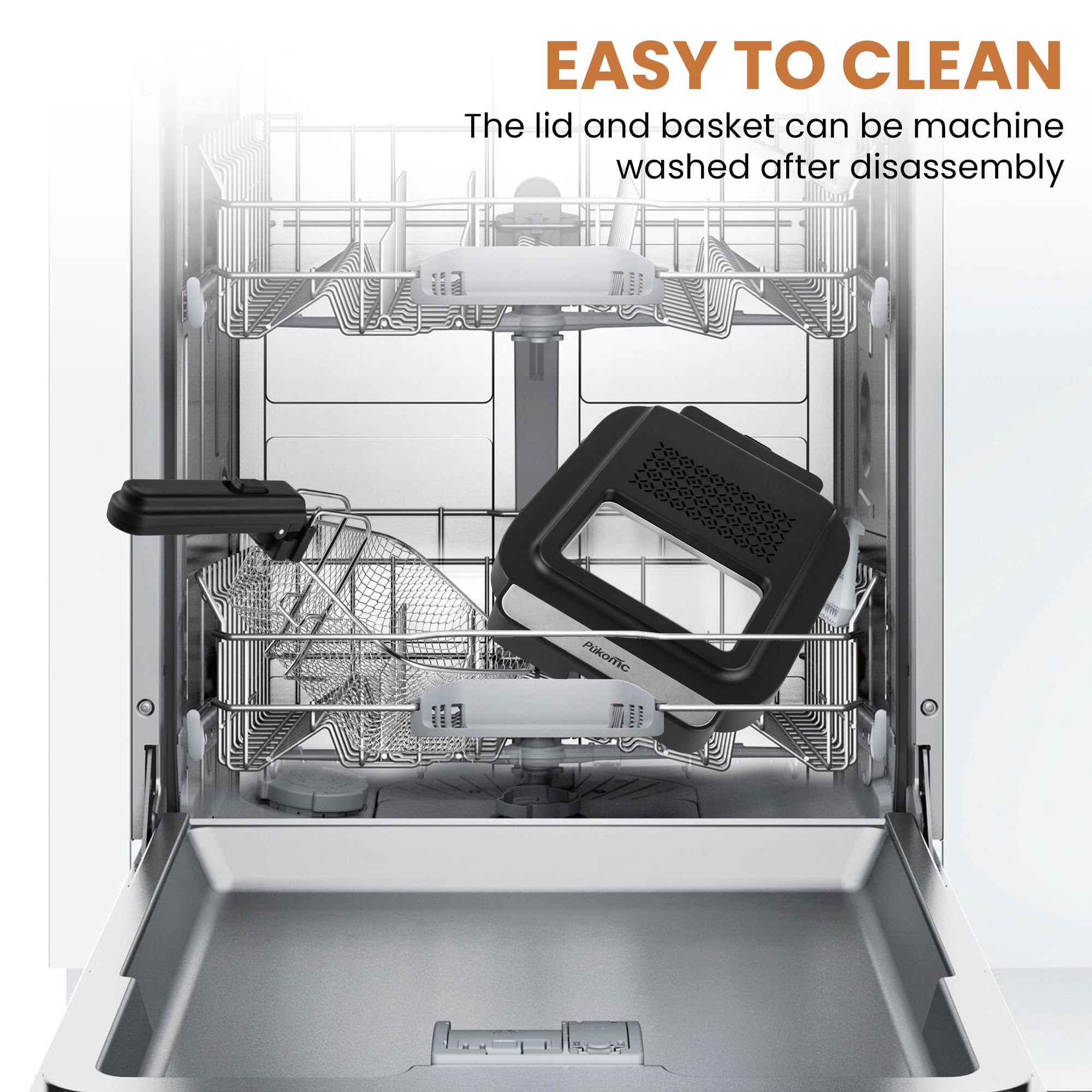 Pukomc sturdy frying basket stays secure during frying.