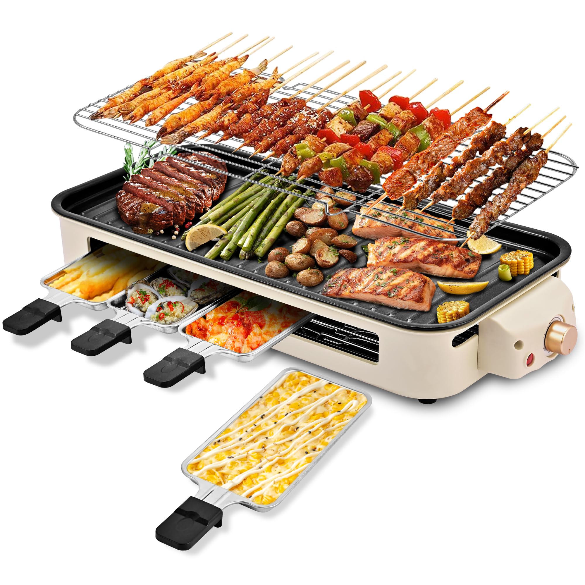 Pukomc 2-in-1 electric indoor grill with versatile cooking options at home