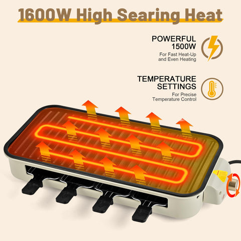 Pukomc smokeless grill with four mini trays for melting cheese and more