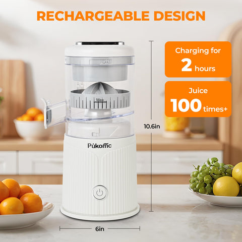 Pukomc juicer USB-C rechargeable for travel and on the go freshness.