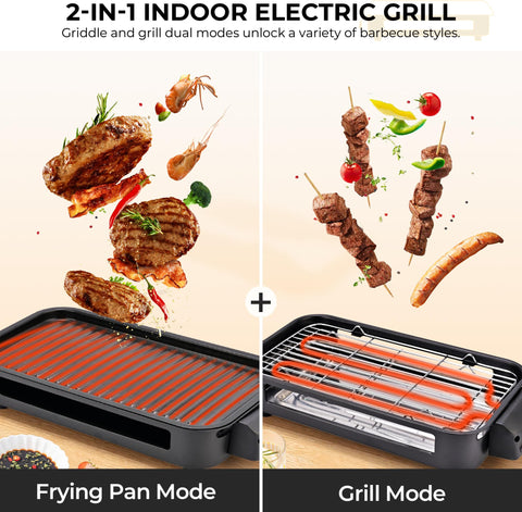Pukomc non-stick grill plate 16x9 inch prevents sticking and simplifies cleanup.