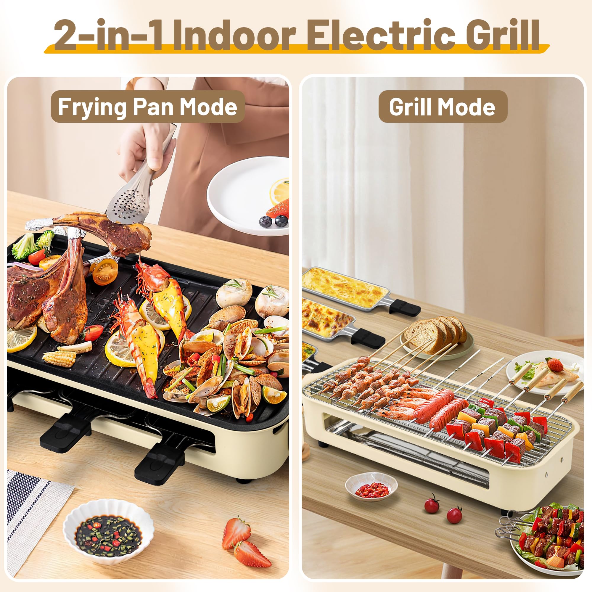 Pukomc raclette pans included for melting cheese and side dishes