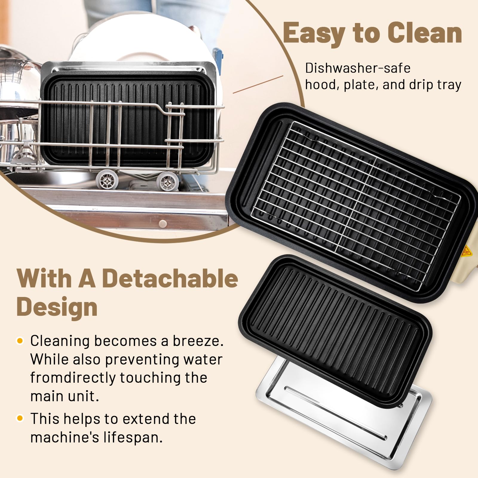 Pukomc split-design grill simplifies cleaning and dries quickly