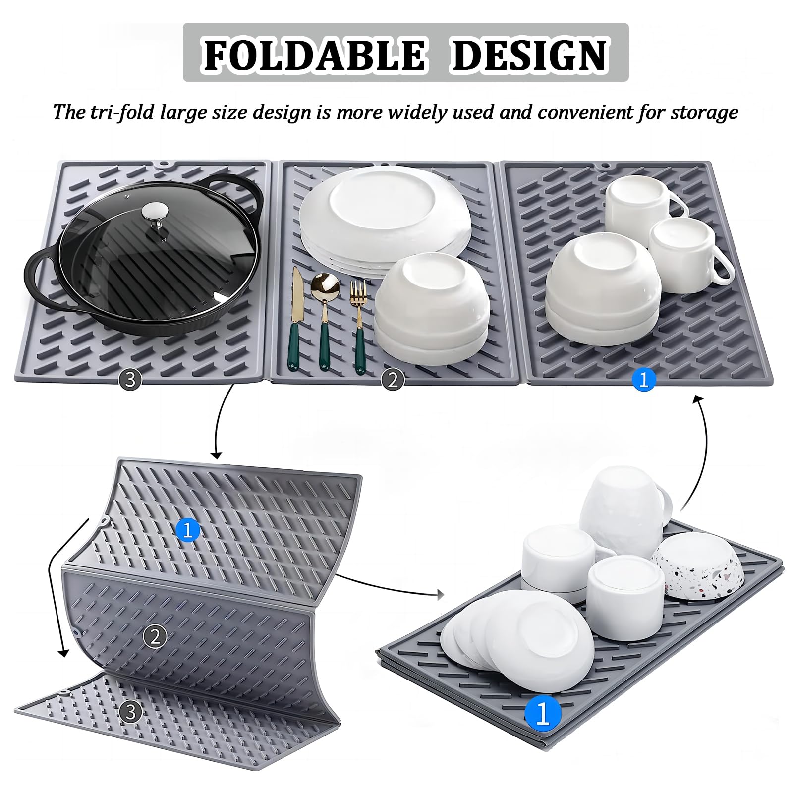 Puliyunxiang dish drying mat is easy to clean and dishwasher safe.