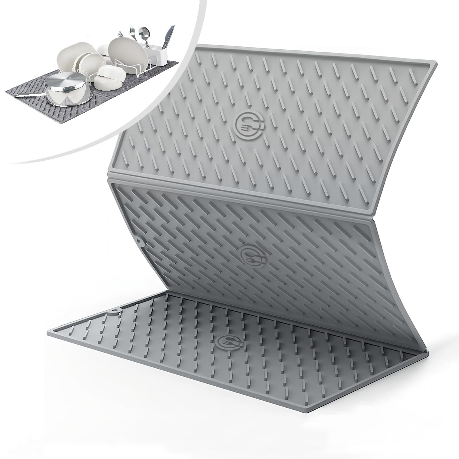 Puliyunxiang dish drying mat with fold-pattern for efficient drainage and drying.