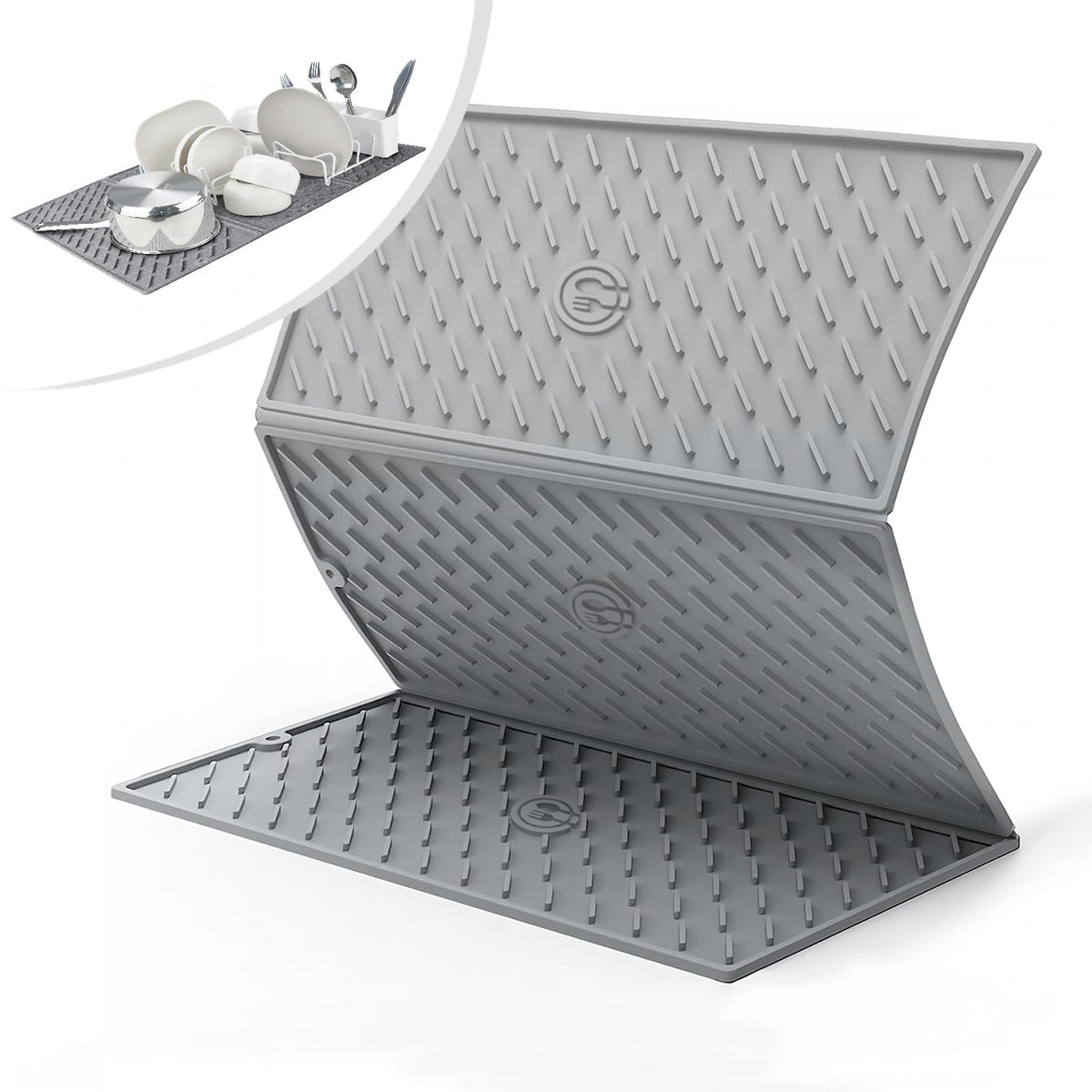 Puliyunxiang dish drying mat with fold-pattern for efficient drainage and drying.