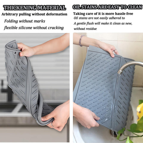 Puliyunxiang silicone dish drying mat 24x16 inch size provides ample space