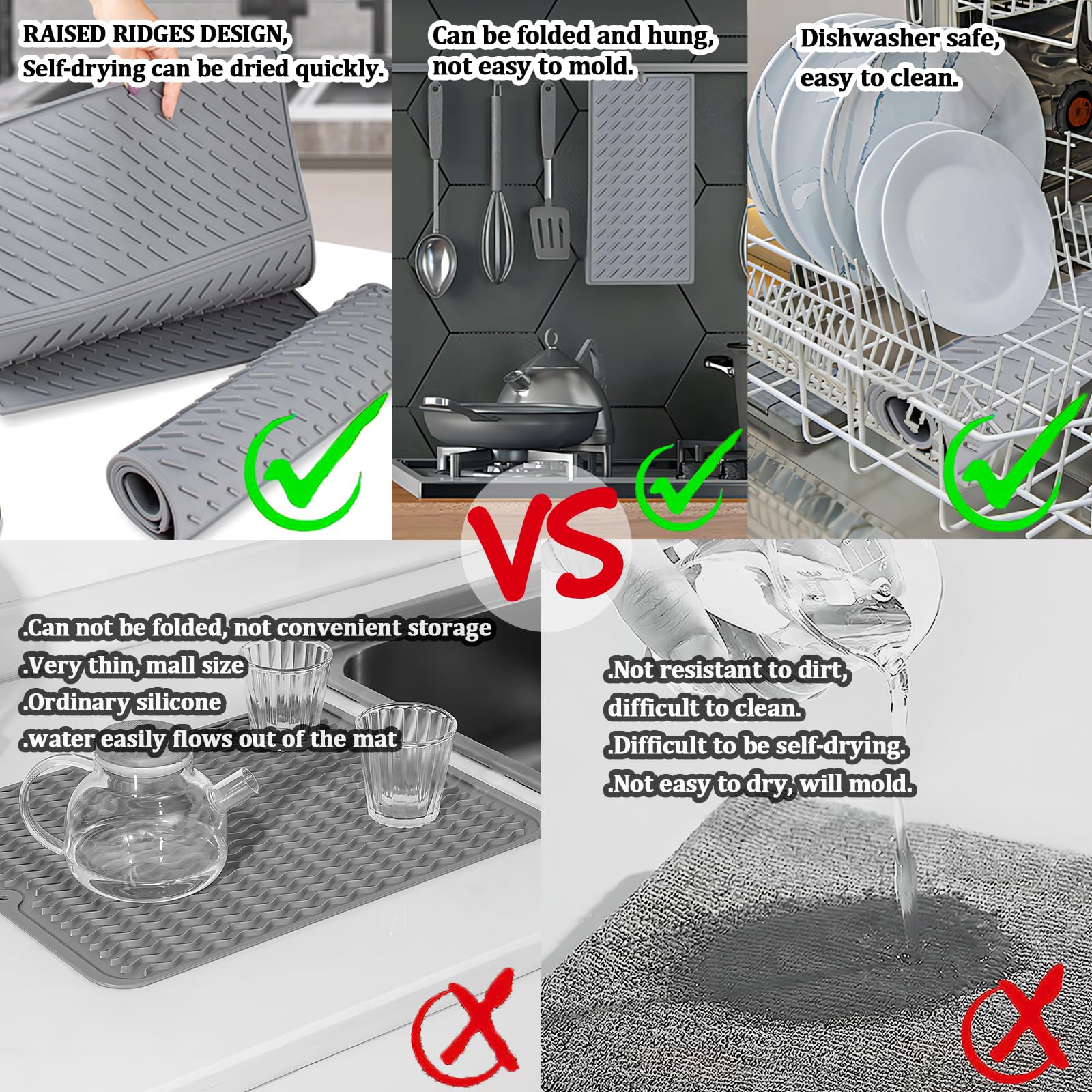 Puliyunxiang silicone dish drying mat dishwasher-safe for quick cleaning