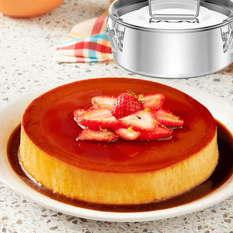 Puluru 8-inch flan mold capacity 65 oz for generous servings.