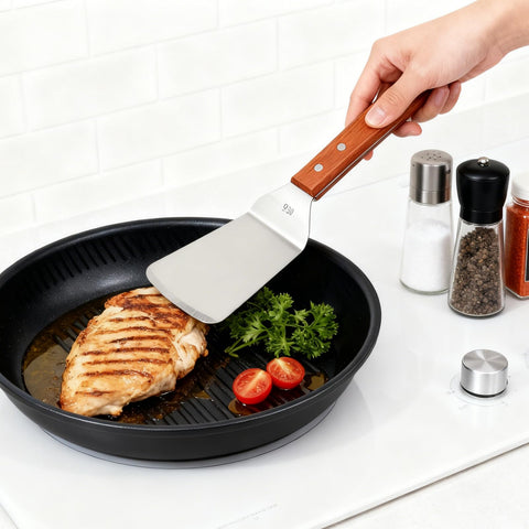 Pumtus full-tang wooden-handle spatula balanced and safe to use