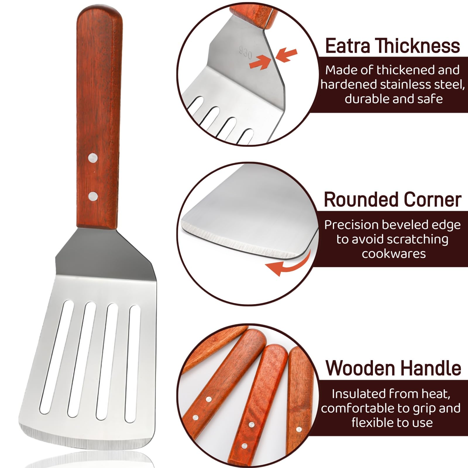 Pumtus griddle spatula with beveled edge protects cookware
