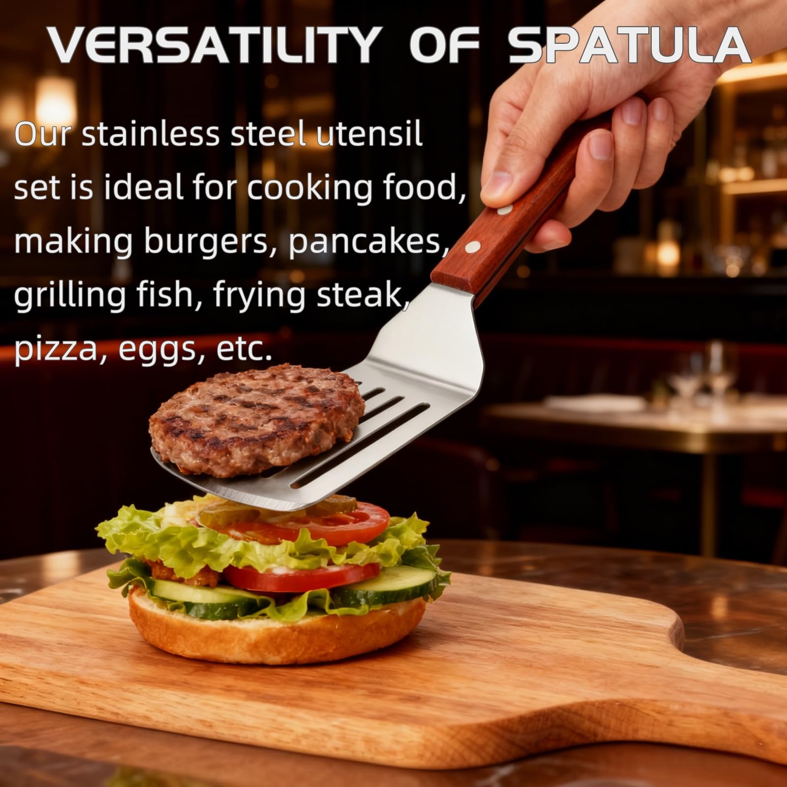 Pumtus slotted spatula drains fats for healthier cooking