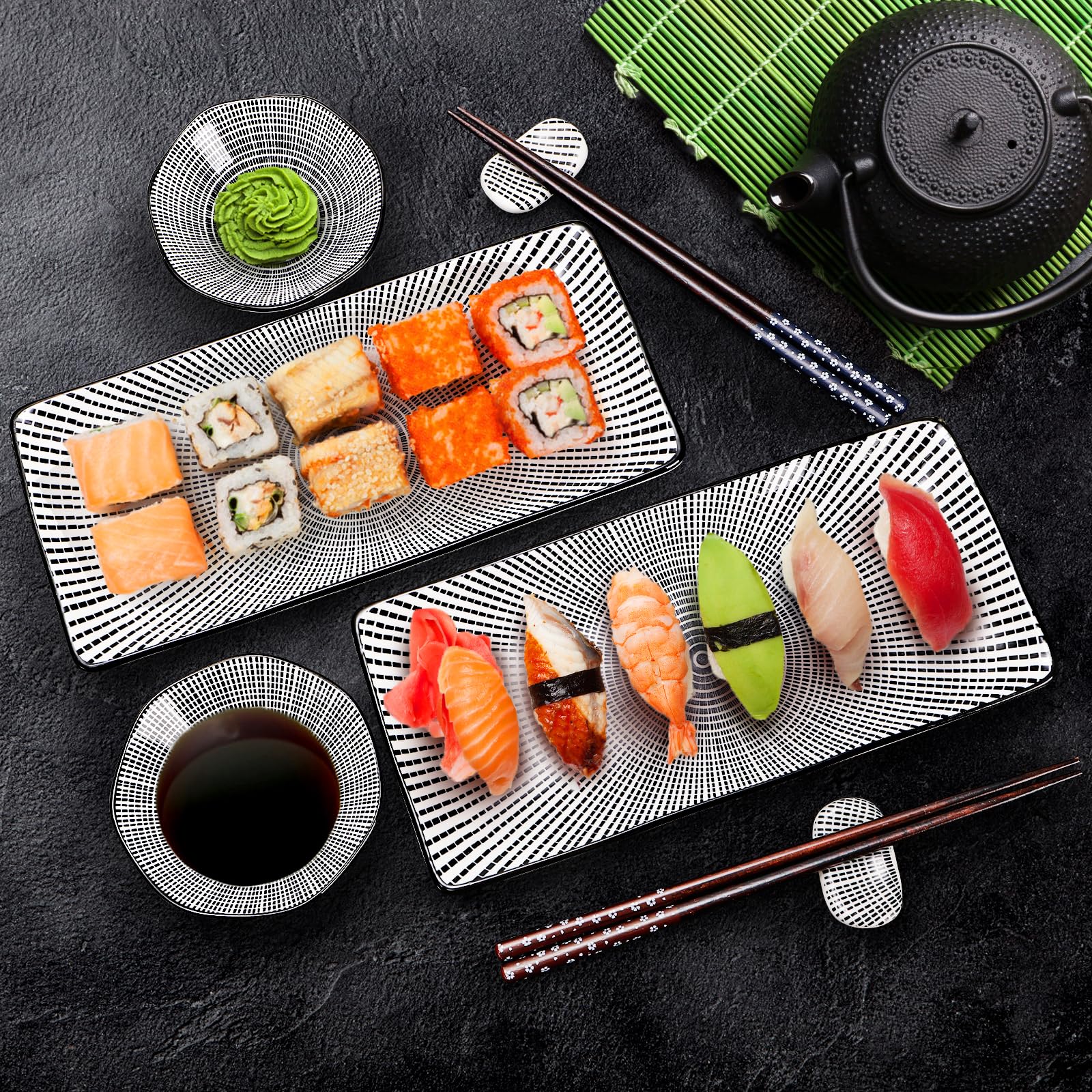 Pumtus glossy ceramic sushi dinnerware showcases a modern, durable finish.
