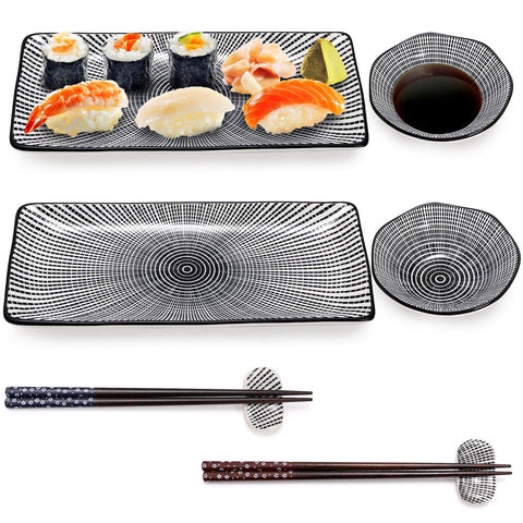 Pumtus table setup with sushi serving collection ready for two