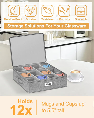 Punemi mug storage organizer dimensions 16l-13.8w-5.5h fits mugs up to five inches tall