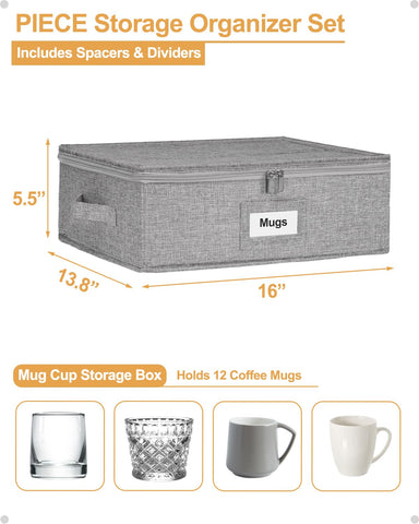Punemi mug storage organizer sturdy exterior and soft interior guard stemware and glassware