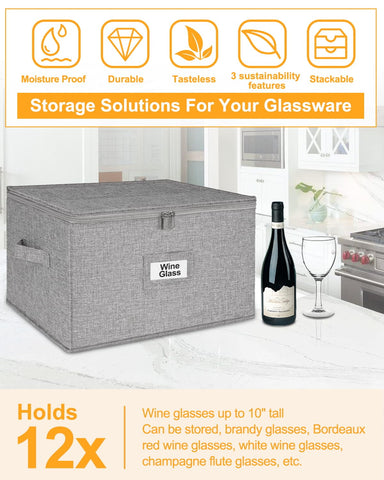 punemi wine glass storage box dimensions demonstrate capacity for up to 12 glasses