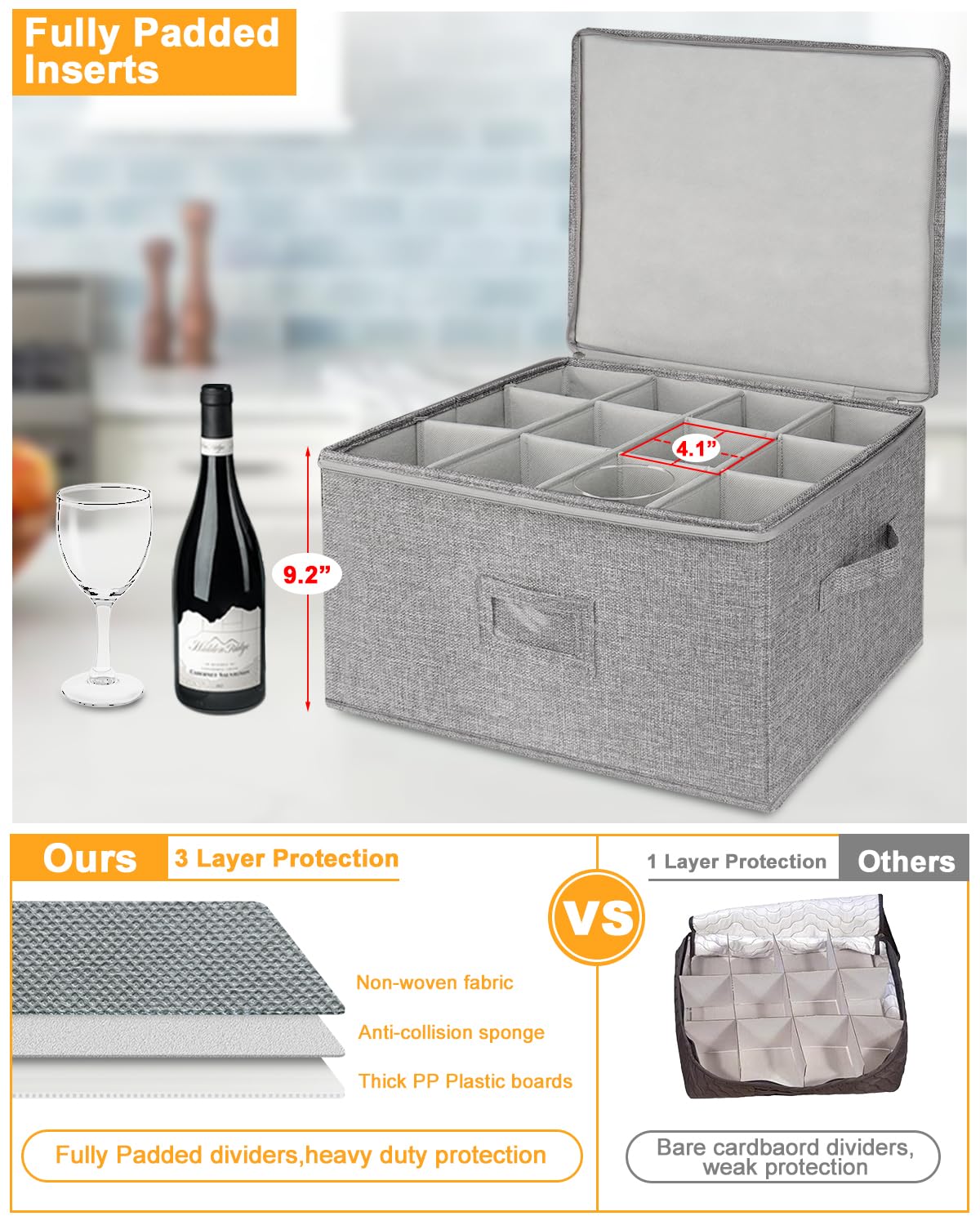 punemi wine glass storage box sturdy exterior shields glassware during moving