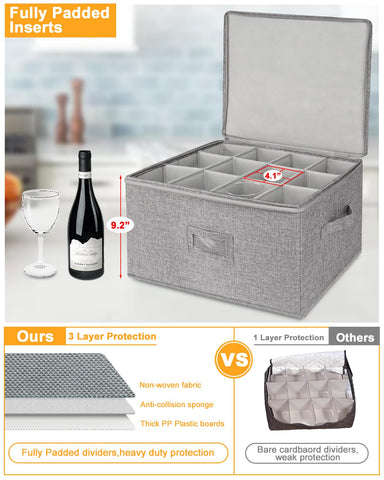 punemi wine glass storage box sturdy exterior shields glassware during moving