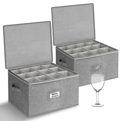 punemi wine glass storage box top view shows organized stemware ready for safe transport