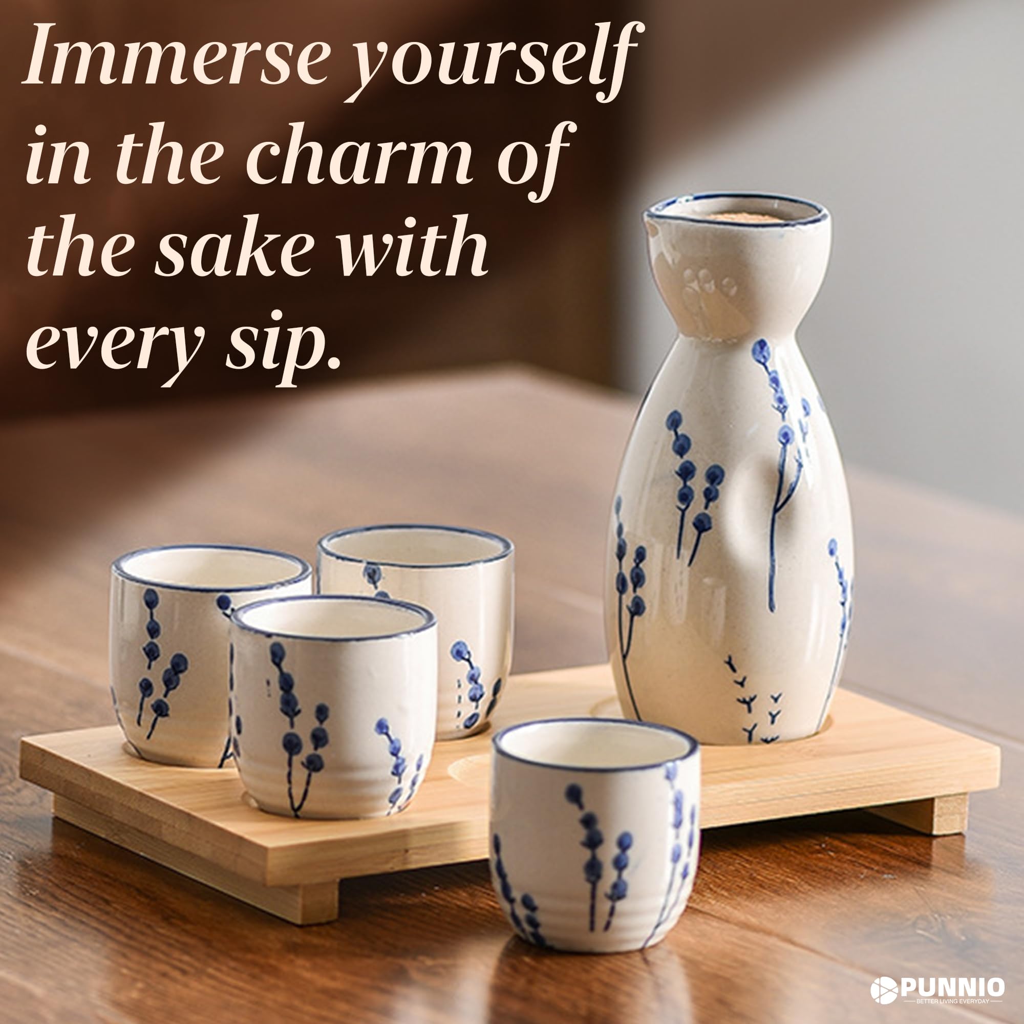 PUNNIO Sake Set gift-ready packaging, ideal for celebrations.