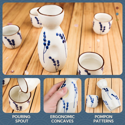 PUNNIO Sake Set hand grip design on the carafe for secure pouring.