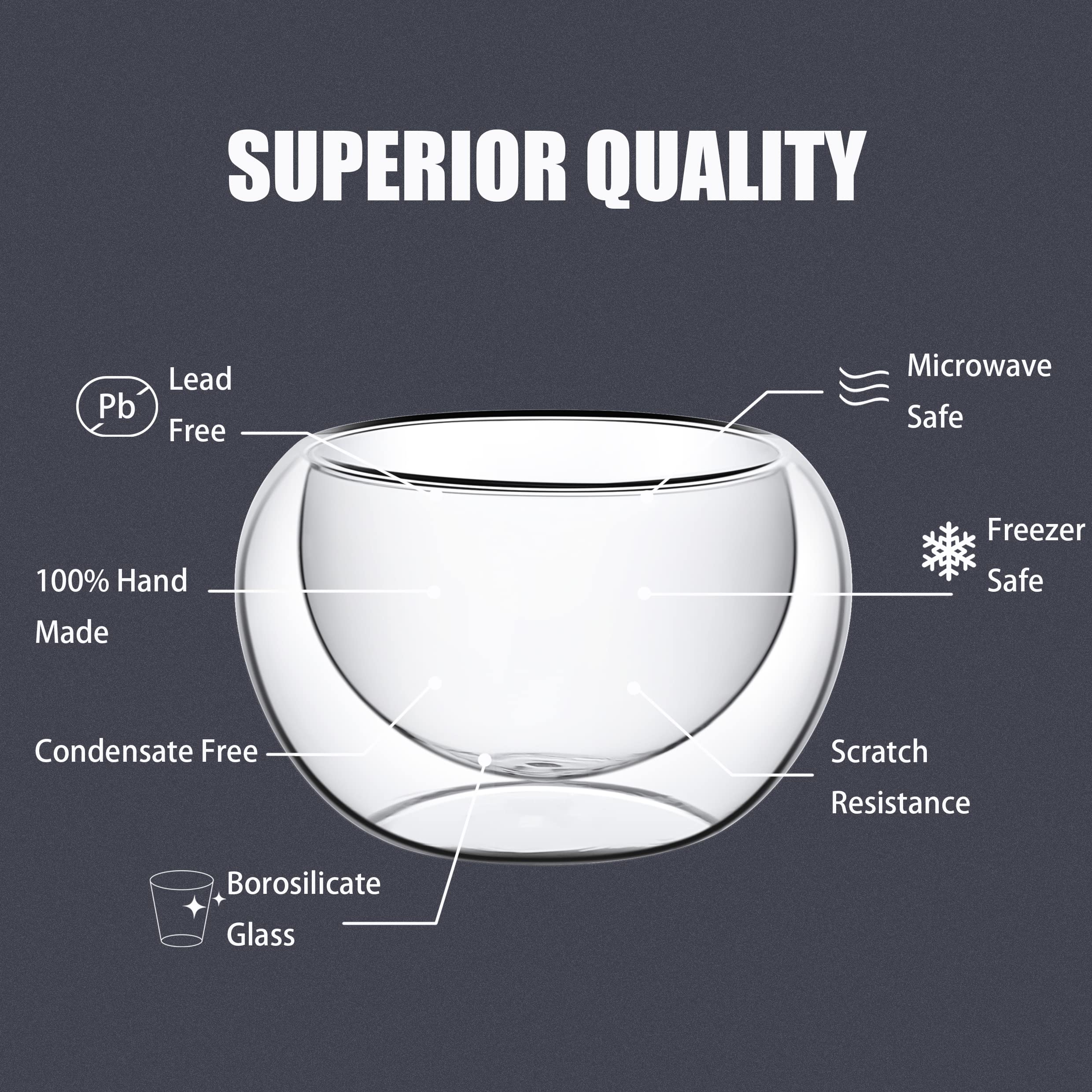 PunPun borosilicate espresso cups keep drinks at the right temperature while remaining cool to touch.
