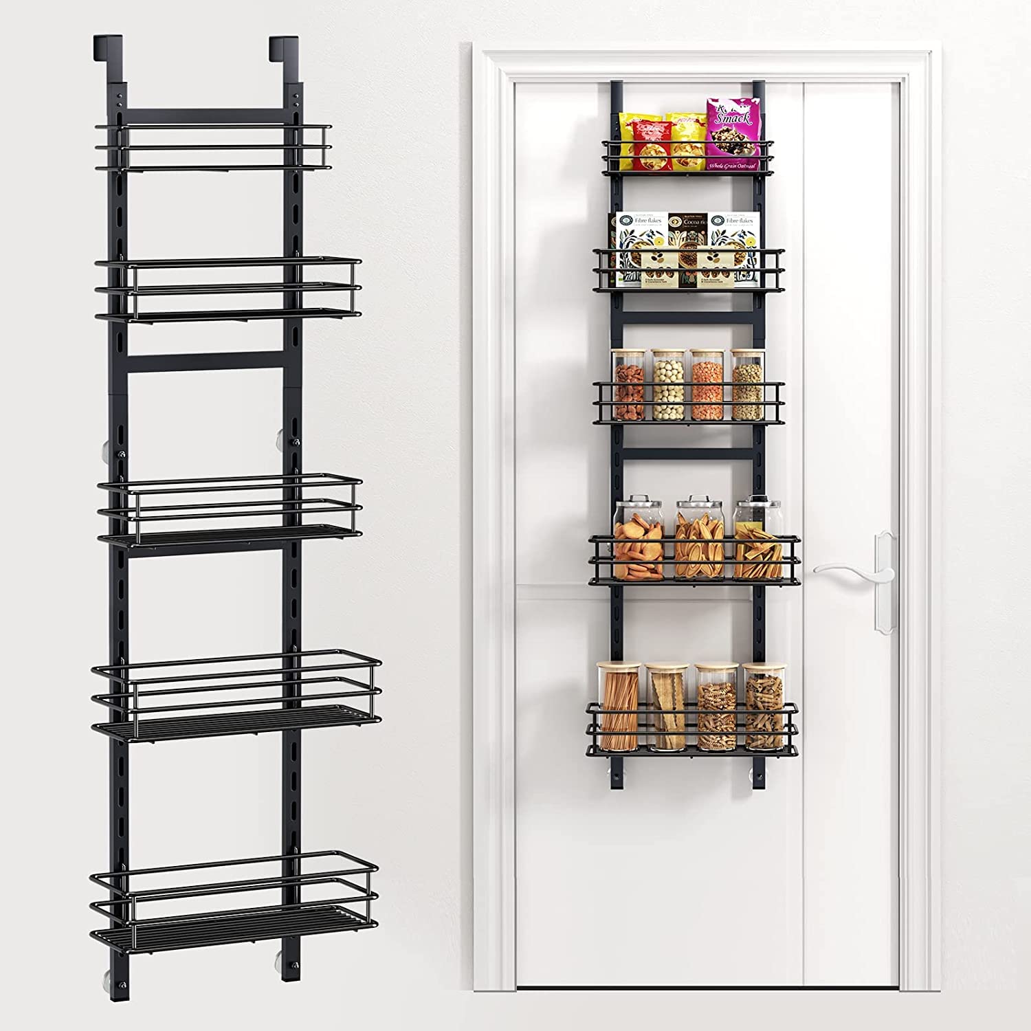 Purdaz 5-tier over-the-door pantry organizer with baskets for streamlined storage