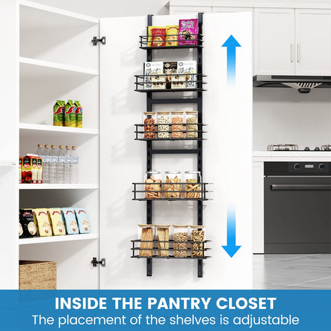 Purdaz door spice rack with adjustable basket heights for easy access
