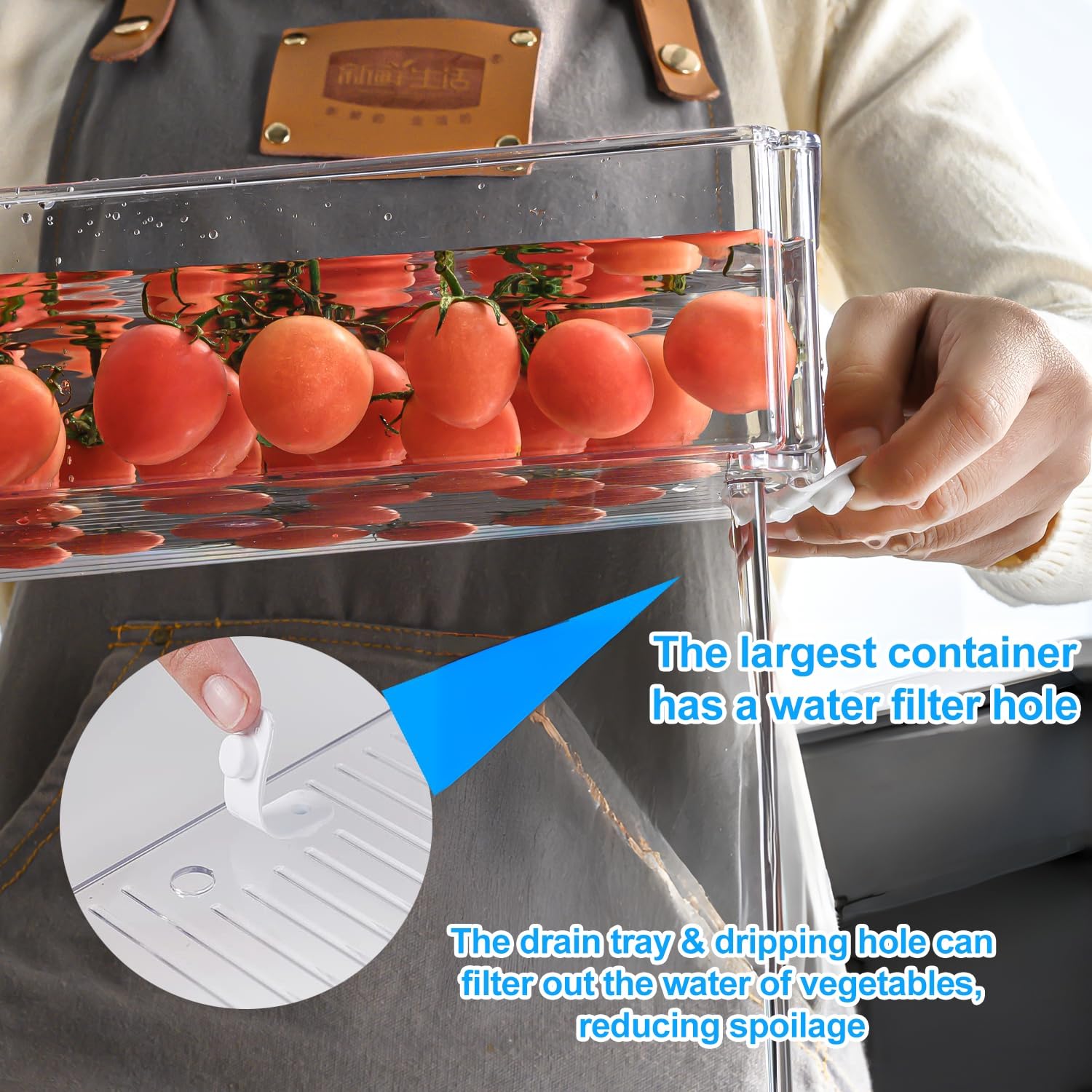 Pure Future fridge storage bins keep veggies crisp with a drip tray.