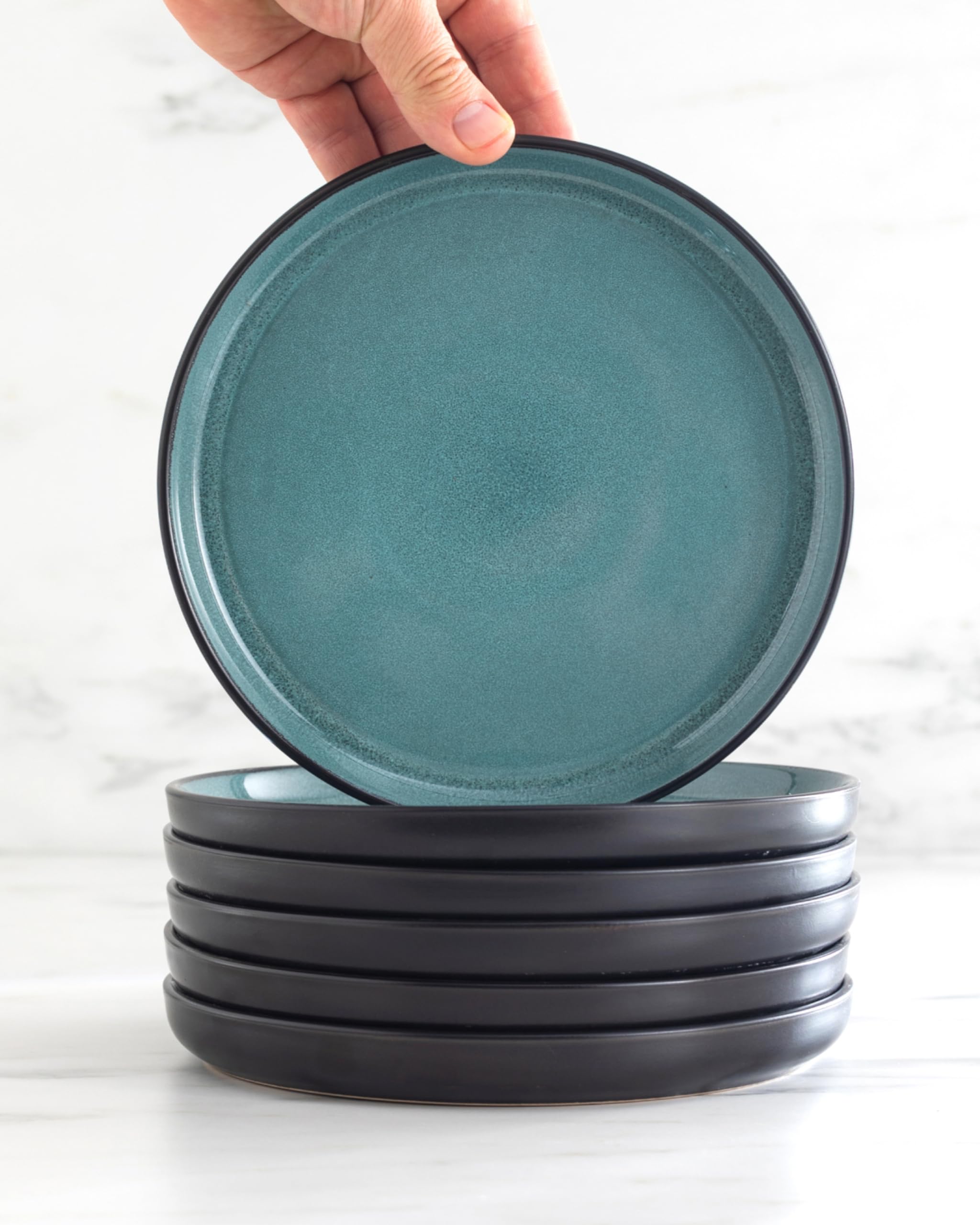 Pure Living petrol blue mugs for hot beverages, durable and easy to clean.