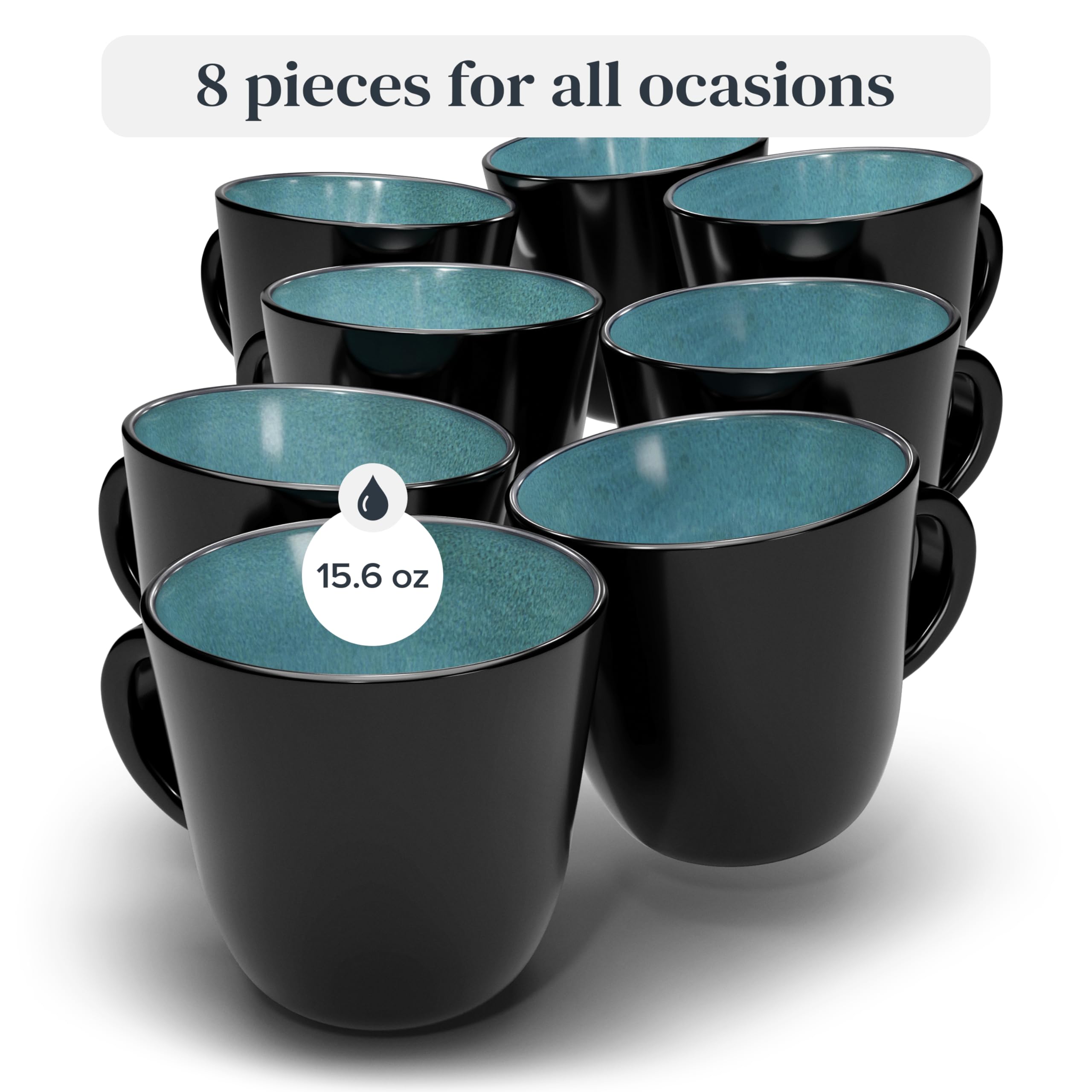 Pure Living petrol blue mug close-up highlighting the comfortable handle.