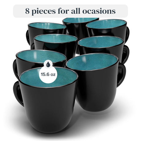 Pure Living petrol blue mug close-up highlighting the comfortable handle.