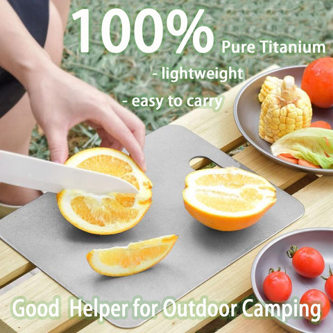 Pure Titanium Cutting Board back view highlighting meat-side surface and sturdy construction.