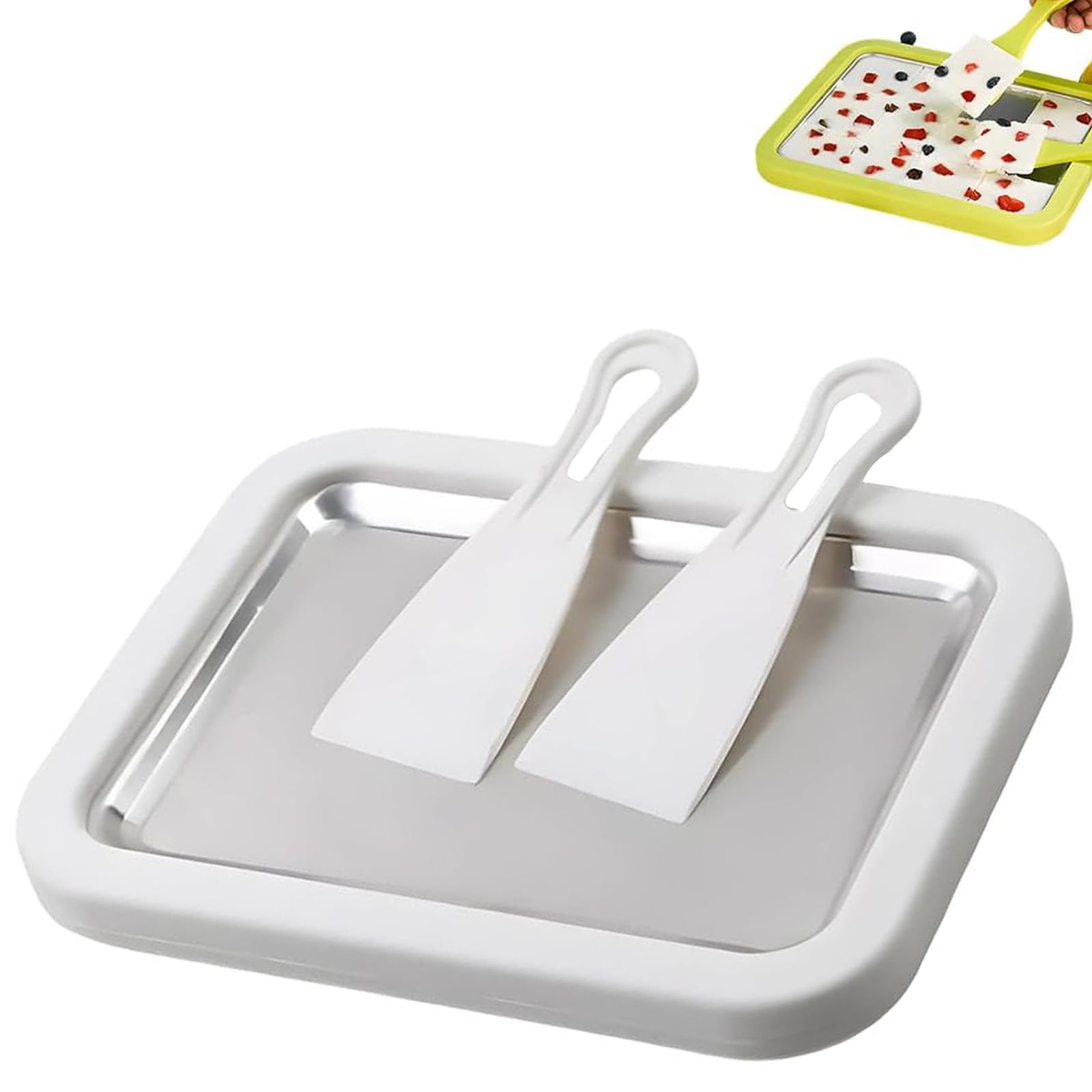 Pureadee rolled-ice-cream-maker-tray-front compact home-friendly design for easy dessert making.