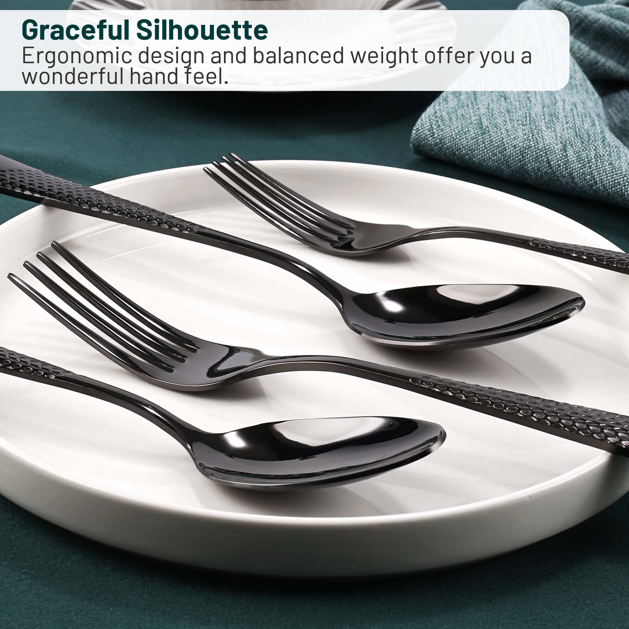 PUREAIN 30-piece flatware set for six enhances formal dinners and gatherings.
