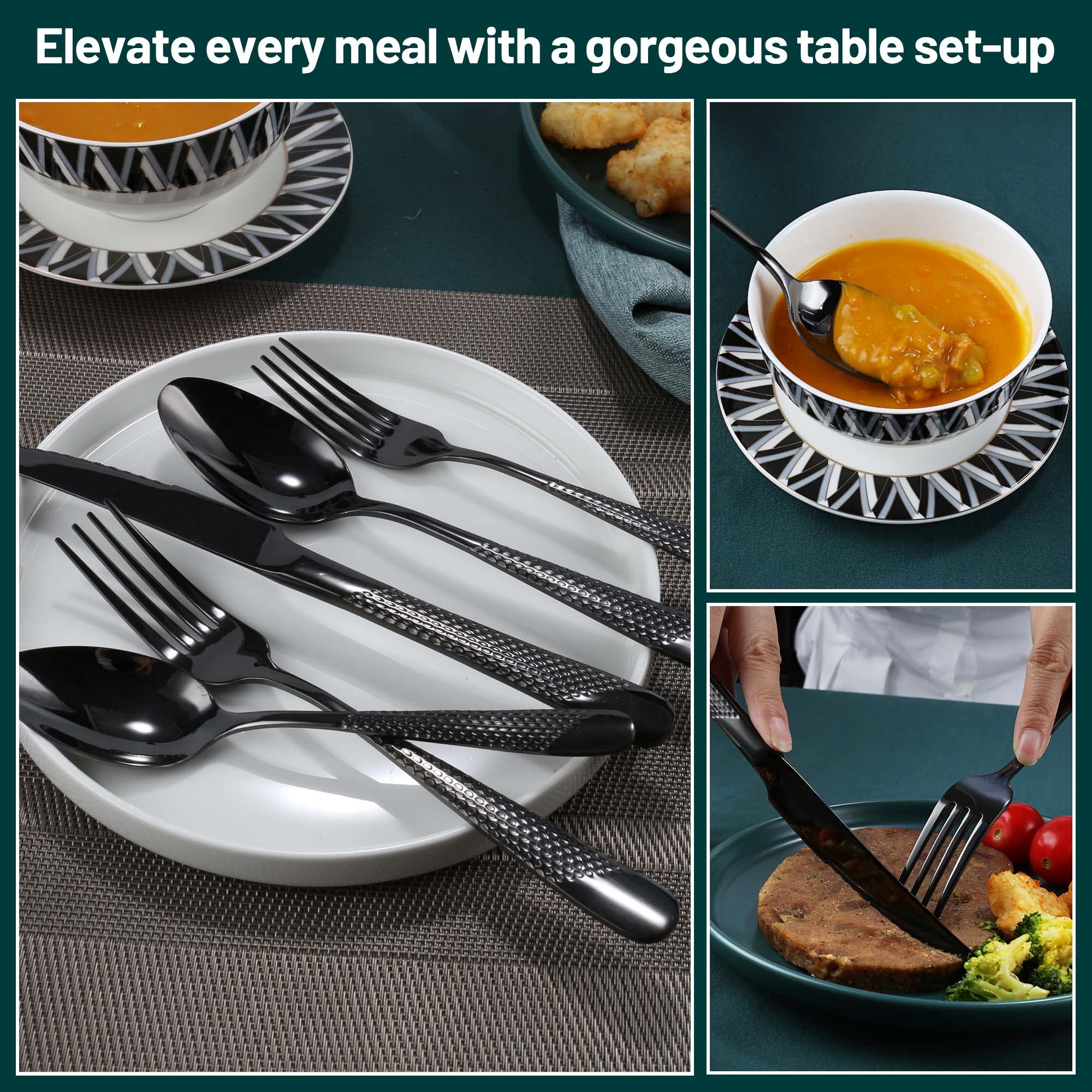PUREAIN dinner knife features a precise edge for clean cutting.